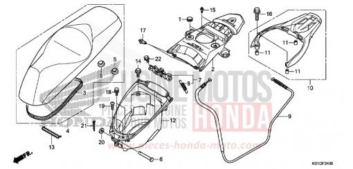 SIEGE/COMPARTIMENT A BAGAGES SH125ADG de 2016